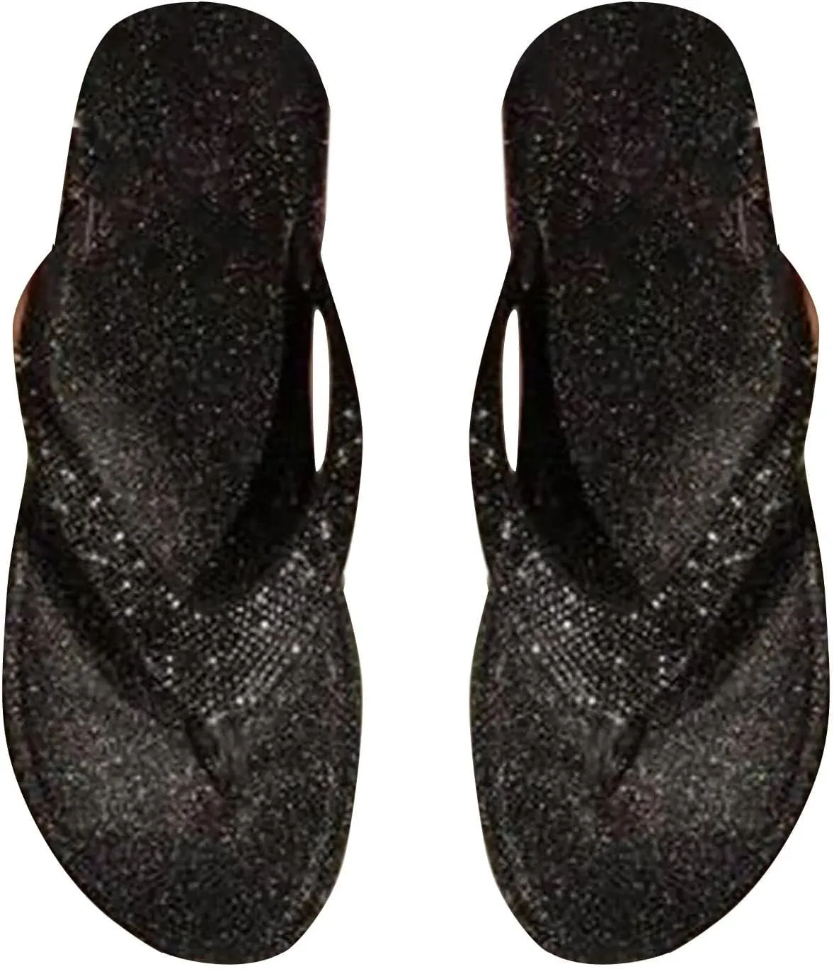 Beach Slippers for Women Summer Fancy Style Flip Flops Rhinestone Open Toe Slippers Bling-Bling Flat Slides