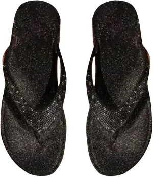 Beach Slippers for Women Summer Fancy Style Flip Flops Rhinestone Open Toe Slippers Bling-Bling Flat Slides