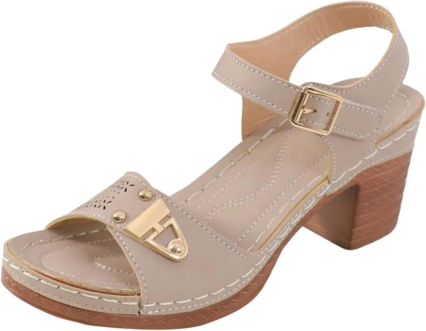 Block Sandals for Women Open Peep Toe Comfortable Low Classic Heel Strappy Wide Sandal Summer Breathable Ladies Chunky Classic Heel Dressy Slingback Mules Comfy Shoes for Wedding Party Daily Wear