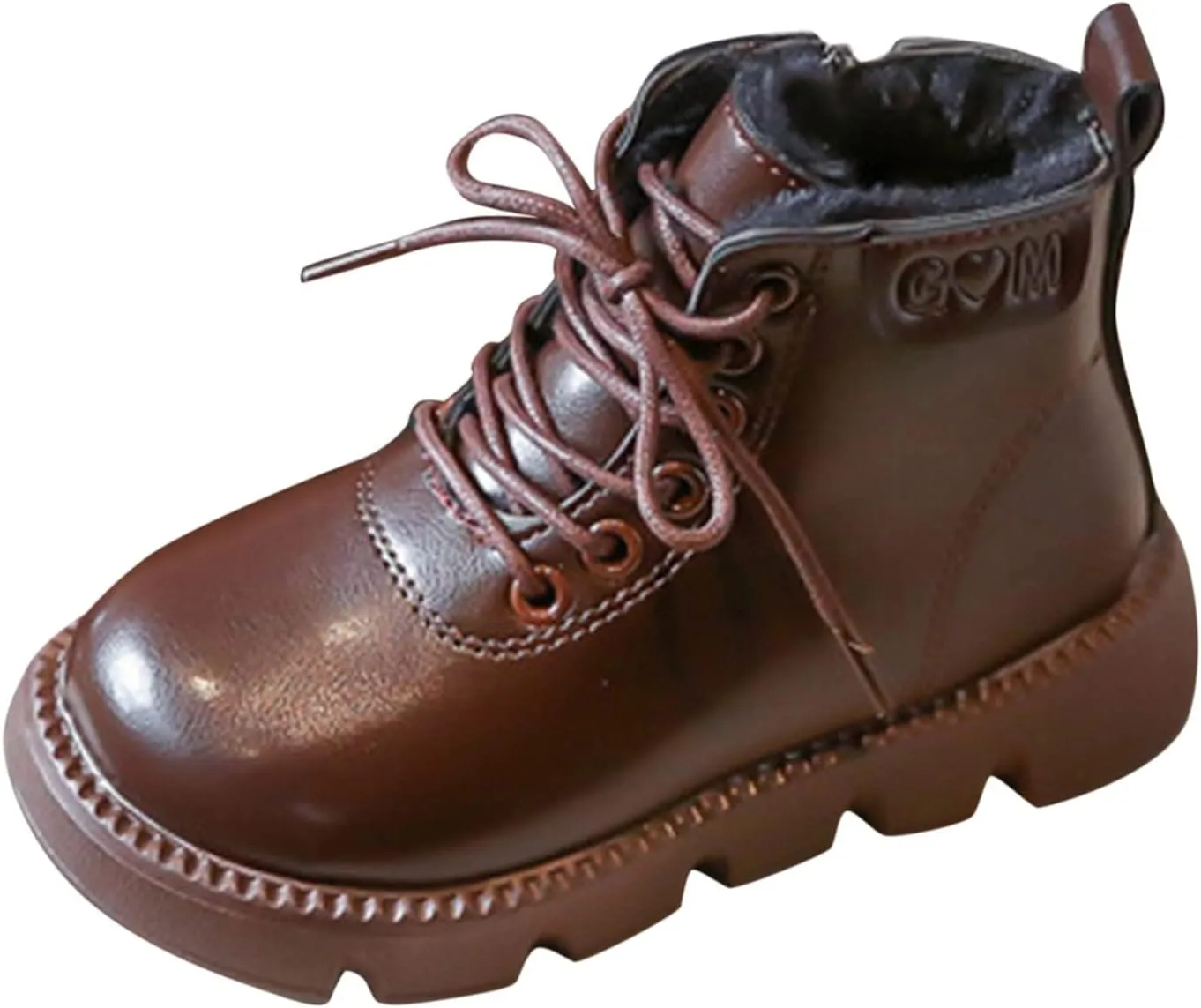 Boys Girls Lace-Up Casual Outdoor Hiking Ankle Boots Water Proof Side Zipper Winter Warm Fleece Toddler Leopard Boots