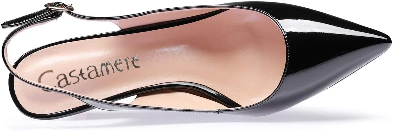 Castamere Womens Slingback Kitten Heels Ankle Strap Pumps Pointed Toe Sandals with Buckle 6.5CM Heels