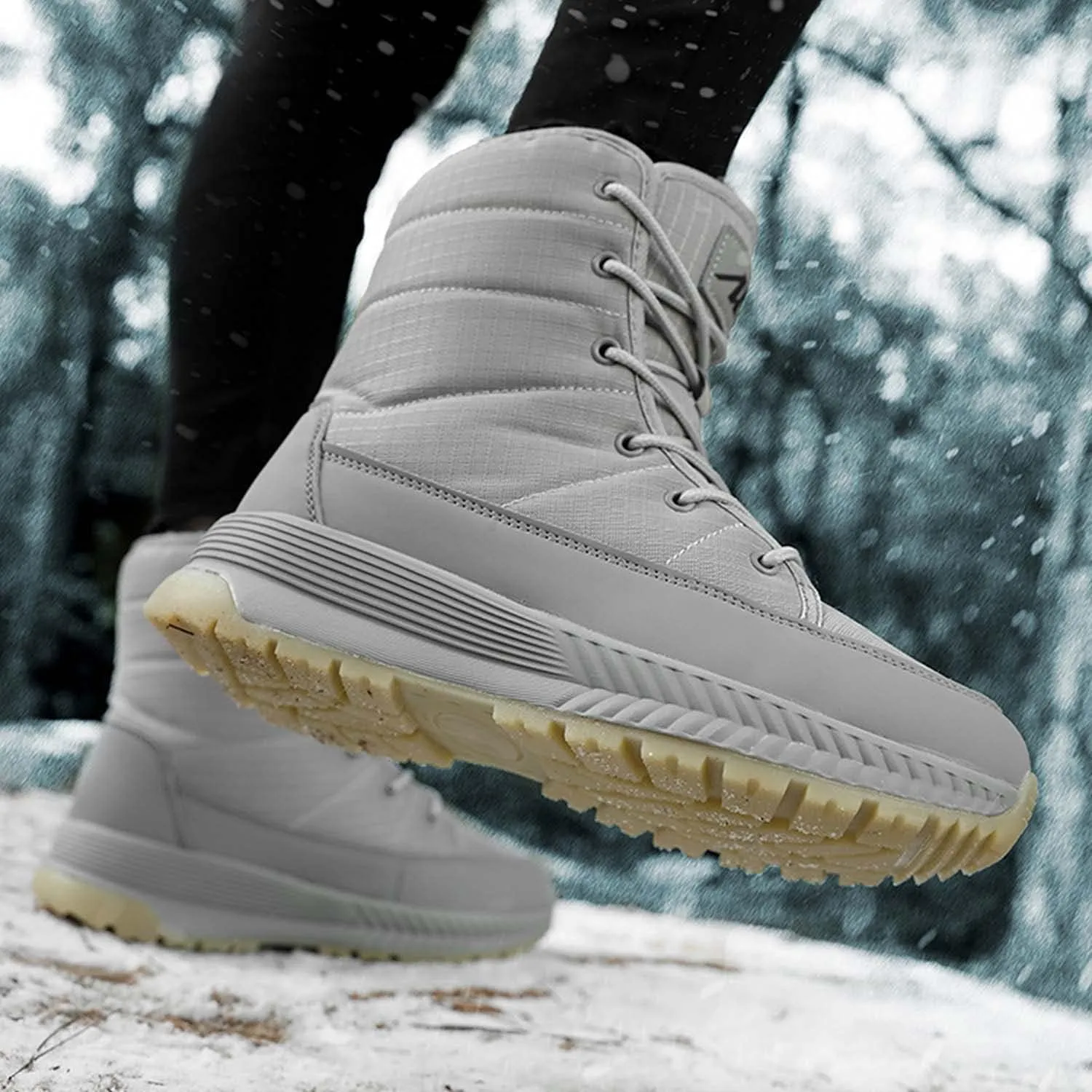 CERYTHRINA Womens Snow Boots Winter Warm Plush Fleece Lined Ankle Booties Waterproof Zipper Lace-up Outdoor Hiking Shoes