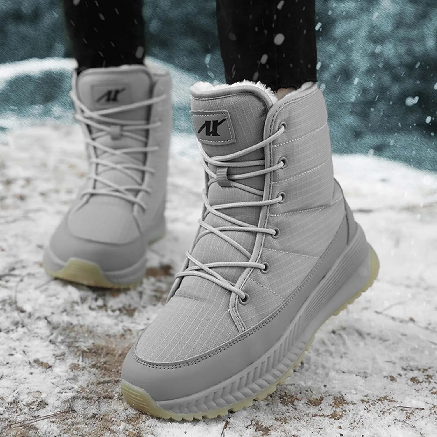 CERYTHRINA Womens Snow Boots Winter Warm Plush Fleece Lined Ankle Booties Waterproof Zipper Lace-up Outdoor Hiking Shoes