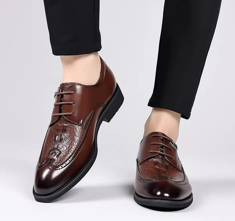 Classic Men's Genuine Leather Oxford Shoes Business Walking Derby Shoes Breathable Comfortable Lace Up Dress Shoes for Men(10)