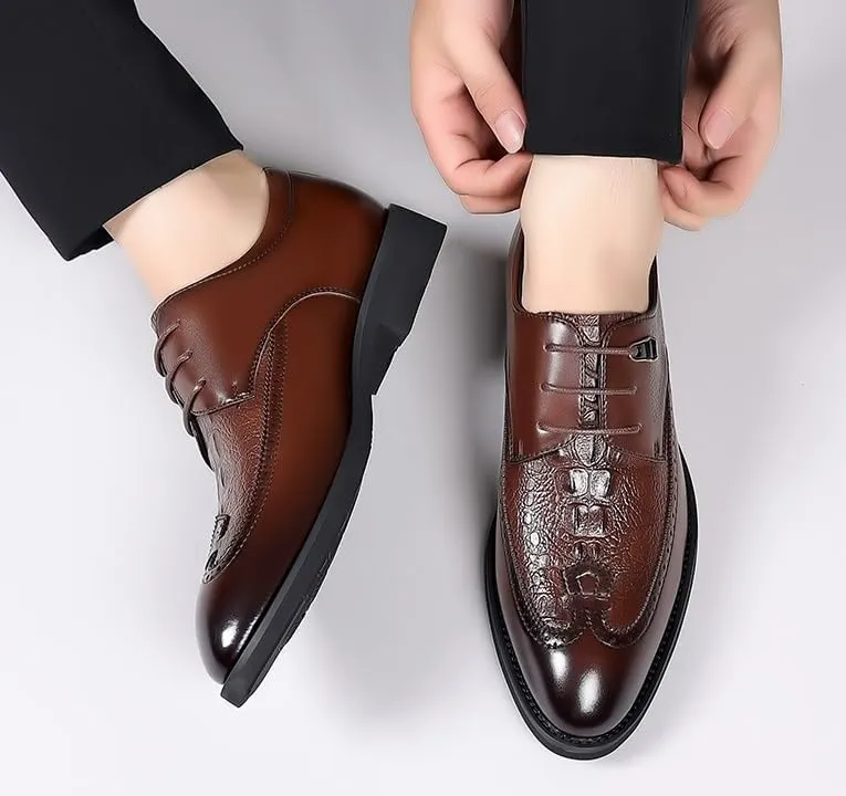 Classic Men's Genuine Leather Oxford Shoes Business Walking Derby Shoes Breathable Comfortable Lace Up Dress Shoes for Men(10)
