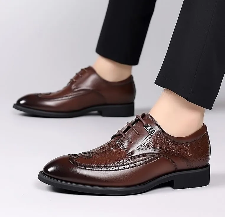 Classic Men's Genuine Leather Oxford Shoes Business Walking Derby Shoes Breathable Comfortable Lace Up Dress Shoes for Men(10)