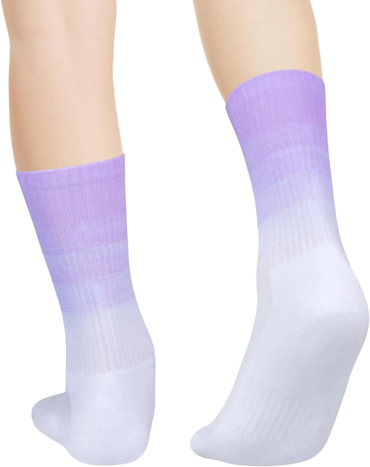 Colorful Everyday Casual Crew Socks for Women, Sweat Wicking Cushioned Gym Running Training Athletic Socks, 5 Pairs
