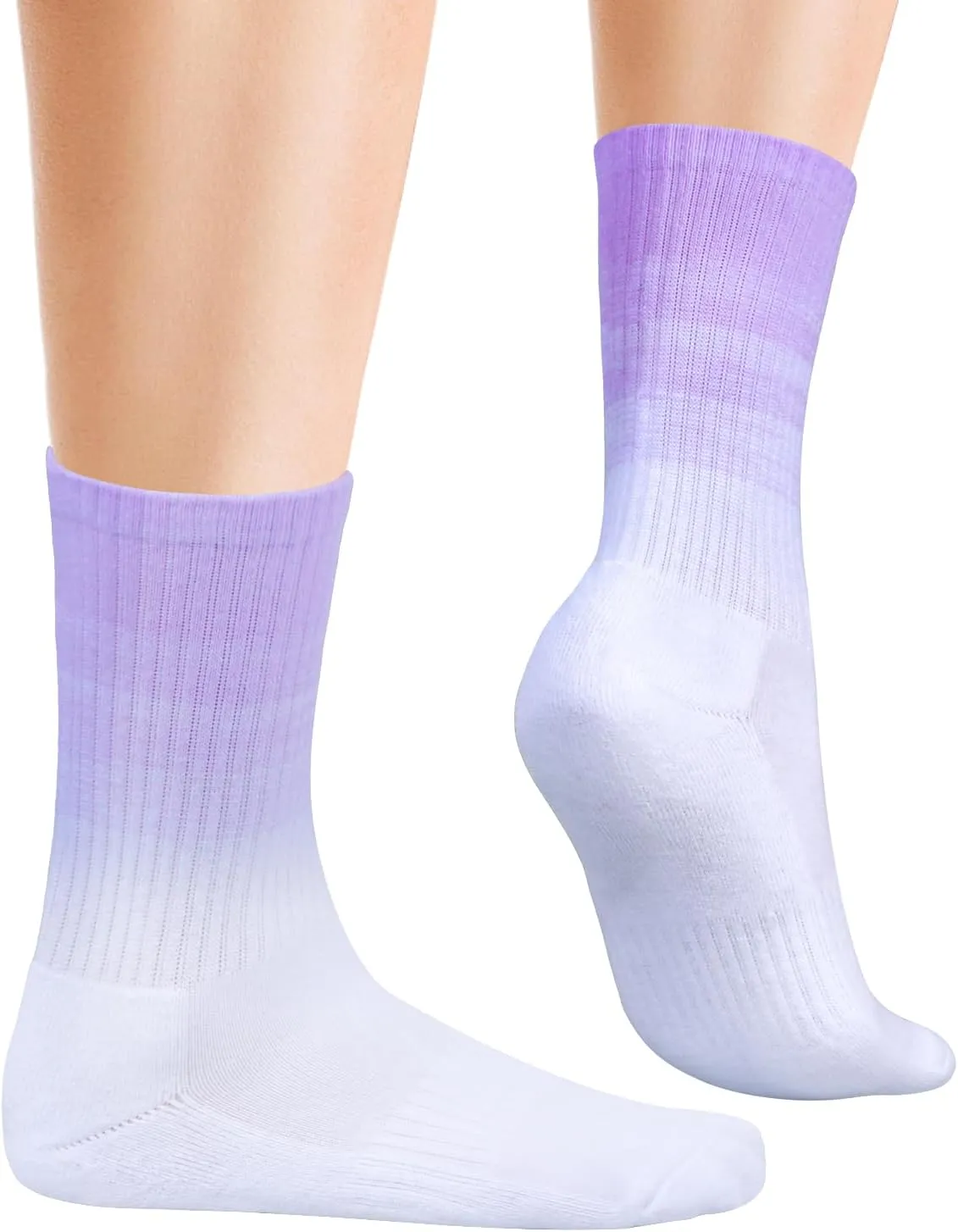 Colorful Everyday Casual Crew Socks for Women, Sweat Wicking Cushioned Gym Running Training Athletic Socks, 5 Pairs