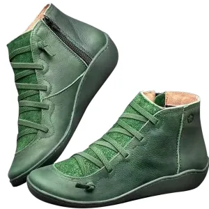 Ctreela Arch Supports Shoes Outdoor Hiking Lace up Ankle Boots Comfort Flat Heel Walking Booties Orthopedic Shoes for Women