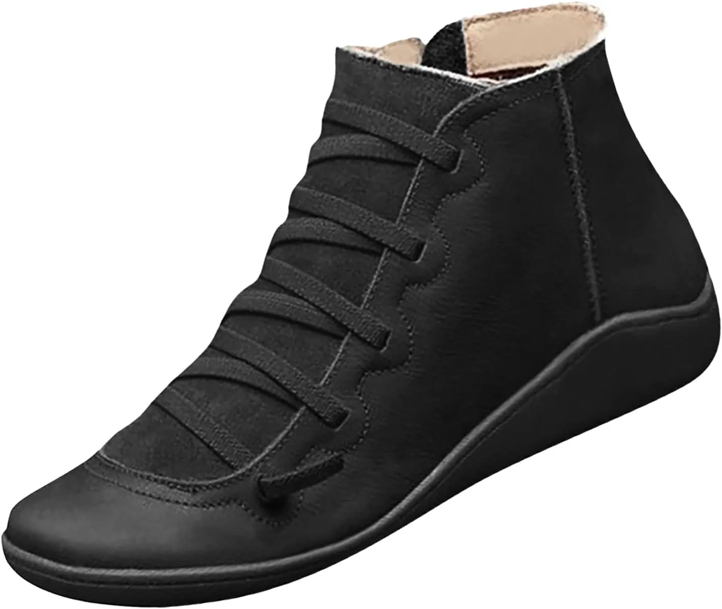Ctreela Arch Supports Shoes Outdoor Hiking Lace up Ankle Boots Comfort Flat Heel Walking Booties Orthopedic Shoes for Women