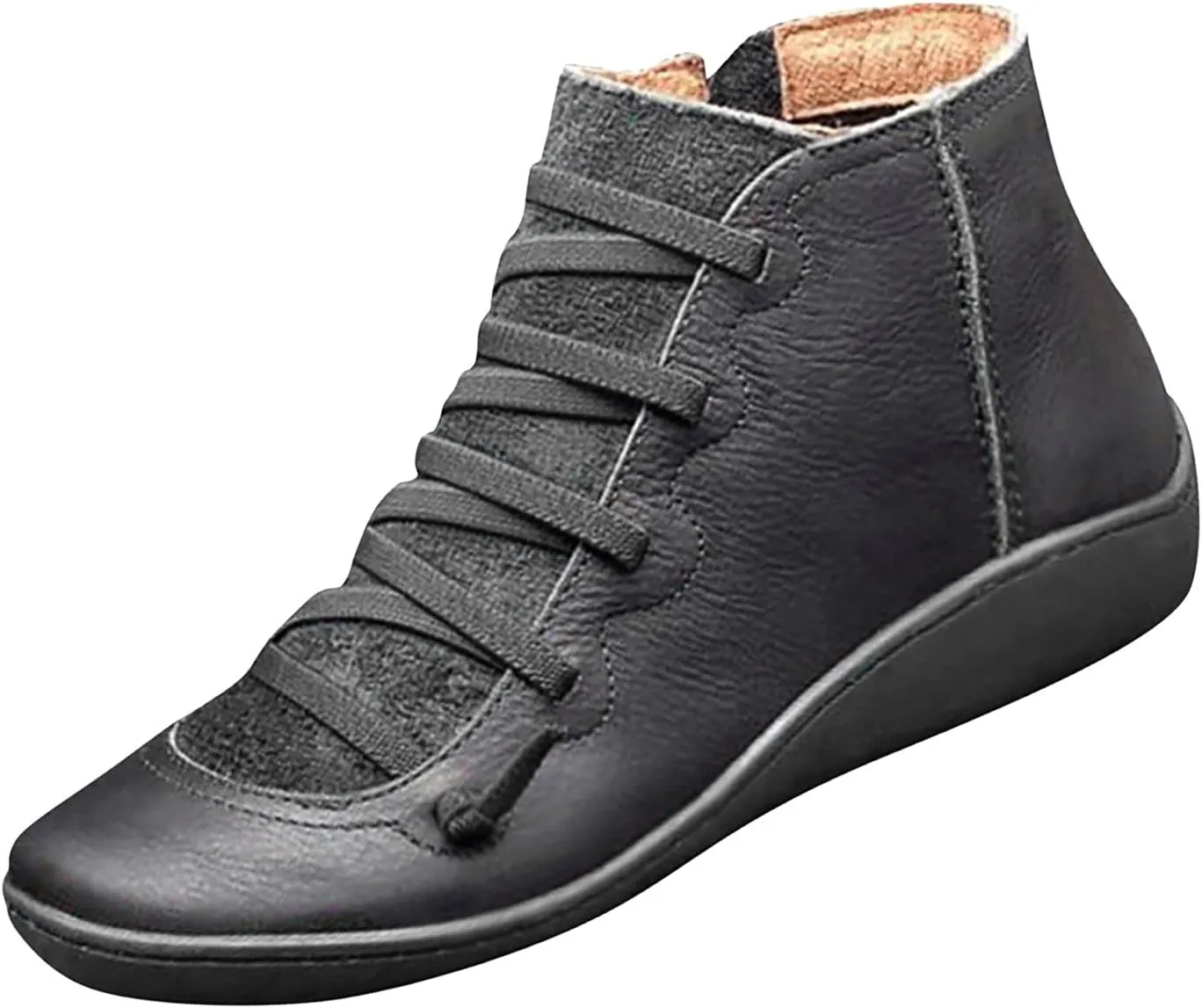 Ctreela Arch Supports Shoes Outdoor Hiking Lace up Ankle Boots Comfort Flat Heel Walking Booties Orthopedic Shoes for Women