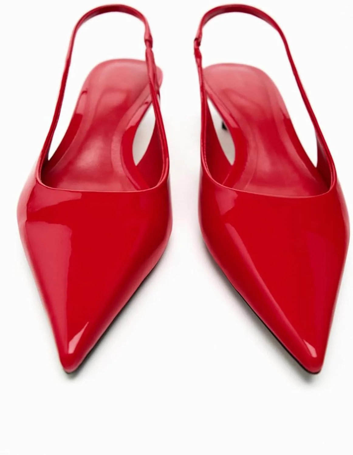 DREAMCIA Slingback Kitten Heels for Women Pointed Toe Pumps Metallic Slingback Heels