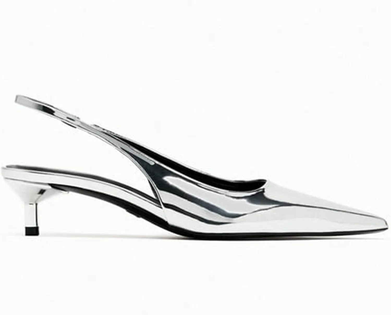 DREAMCIA Slingback Kitten Heels for Women Pointed Toe Pumps Metallic Slingback Heels