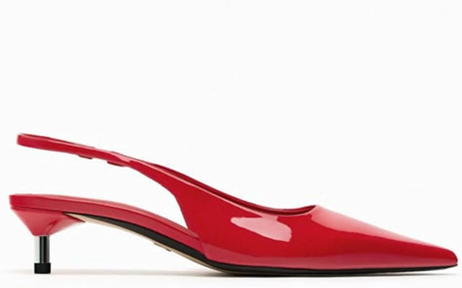 DREAMCIA Slingback Kitten Heels for Women Pointed Toe Pumps Metallic Slingback Heels