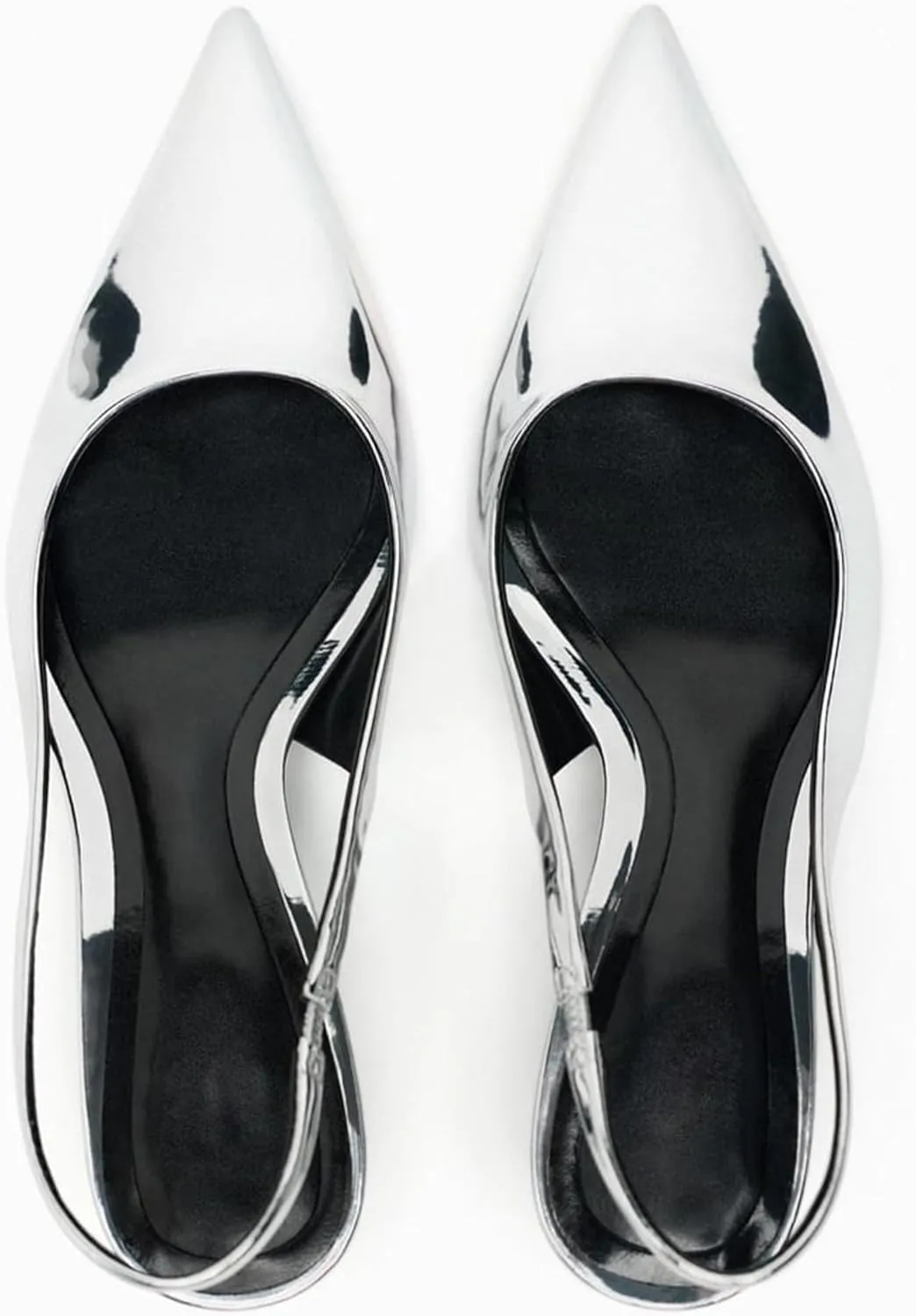 DREAMCIA Slingback Kitten Heels for Women Pointed Toe Pumps Metallic Slingback Heels