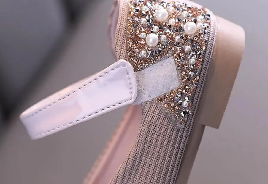 Elegant Girls Mary Jane Ballerina Flats Glitter Princess Dress Shoes