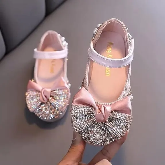 Elegant Girls Mary Jane Ballerina Flats Glitter Princess Dress Shoes