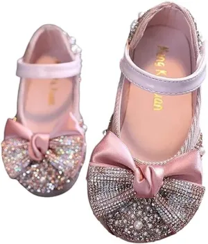 Elegant Girls Mary Jane Ballerina Flats Glitter Princess Dress Shoes