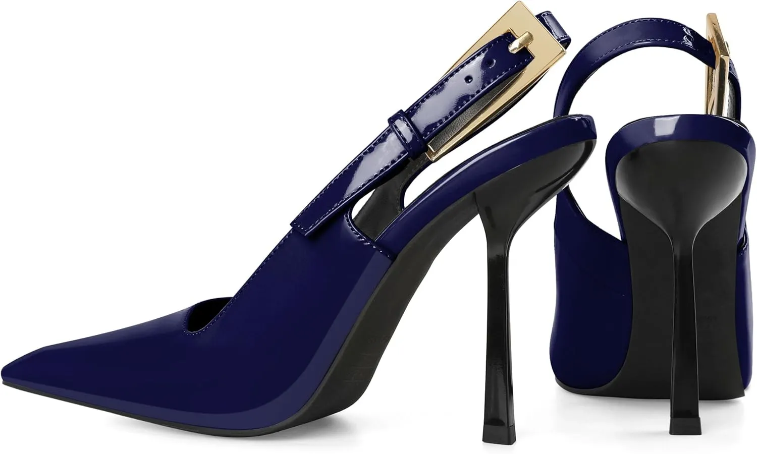 Esvowido Women's Slingback High Heel Pumps Square Pointed Toe Comfort Heels for Women 4" Stiletto Dress Shoes Slip On High Heel Pumps Shoes