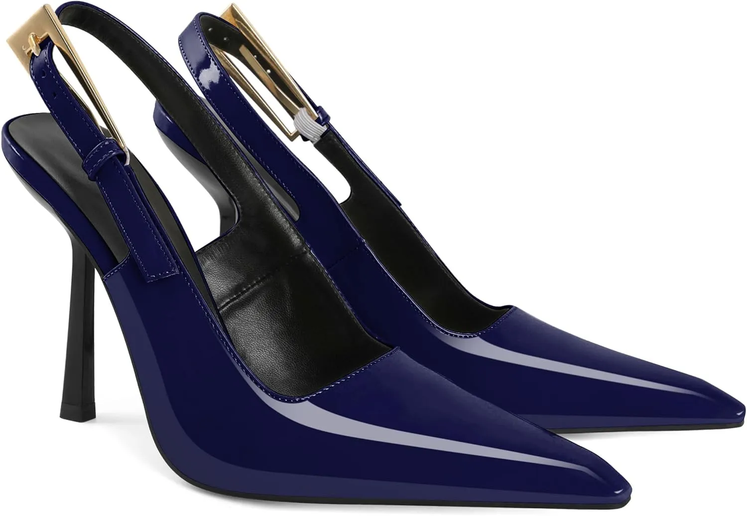 Esvowido Women's Slingback High Heel Pumps Square Pointed Toe Comfort Heels for Women 4" Stiletto Dress Shoes Slip On High Heel Pumps Shoes