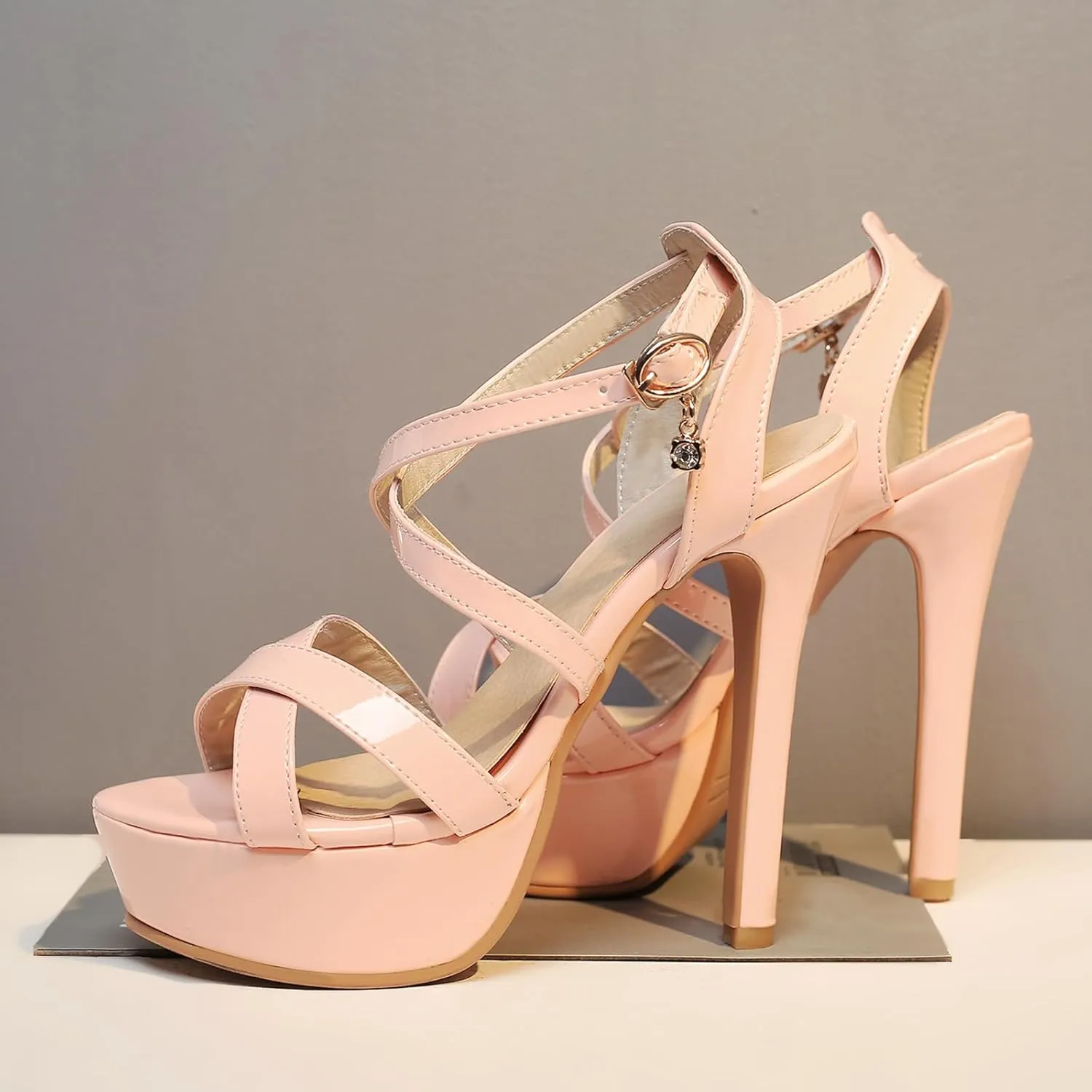 Gicoiz Bride Stiletto Heels Elegant Peep Toe Platform Sandals