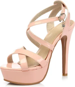 Gicoiz Bride Stiletto Heels Elegant Peep Toe Platform Sandals