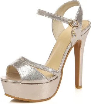 Gicoiz Bride Stiletto Heels Elegant Peep Toe Platform Sandals