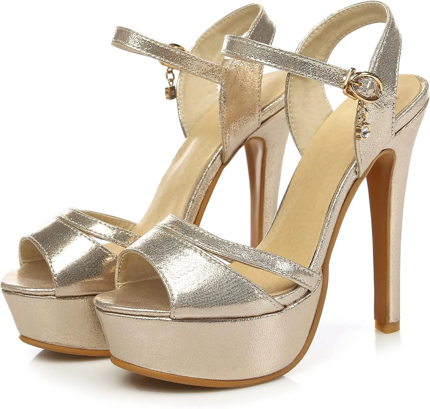 Gicoiz Bride Stiletto Heels Elegant Peep Toe Platform Sandals