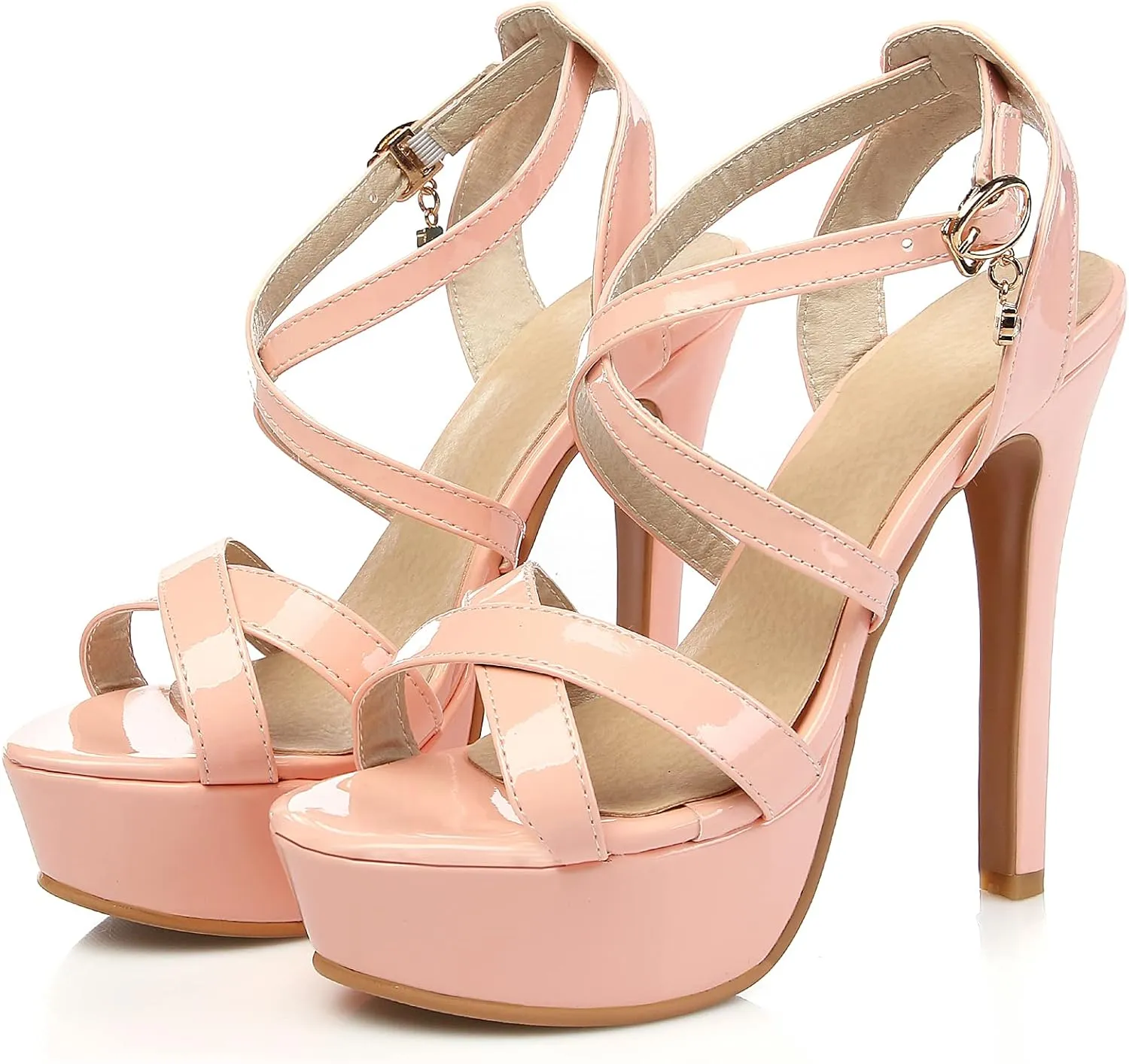 Gicoiz Bride Stiletto Heels Elegant Peep Toe Platform Sandals