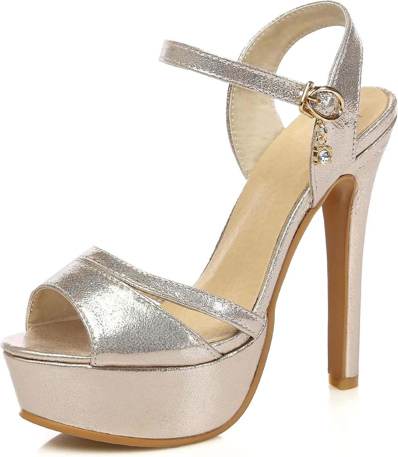 Gicoiz Bride Stiletto Heels Elegant Peep Toe Platform Sandals