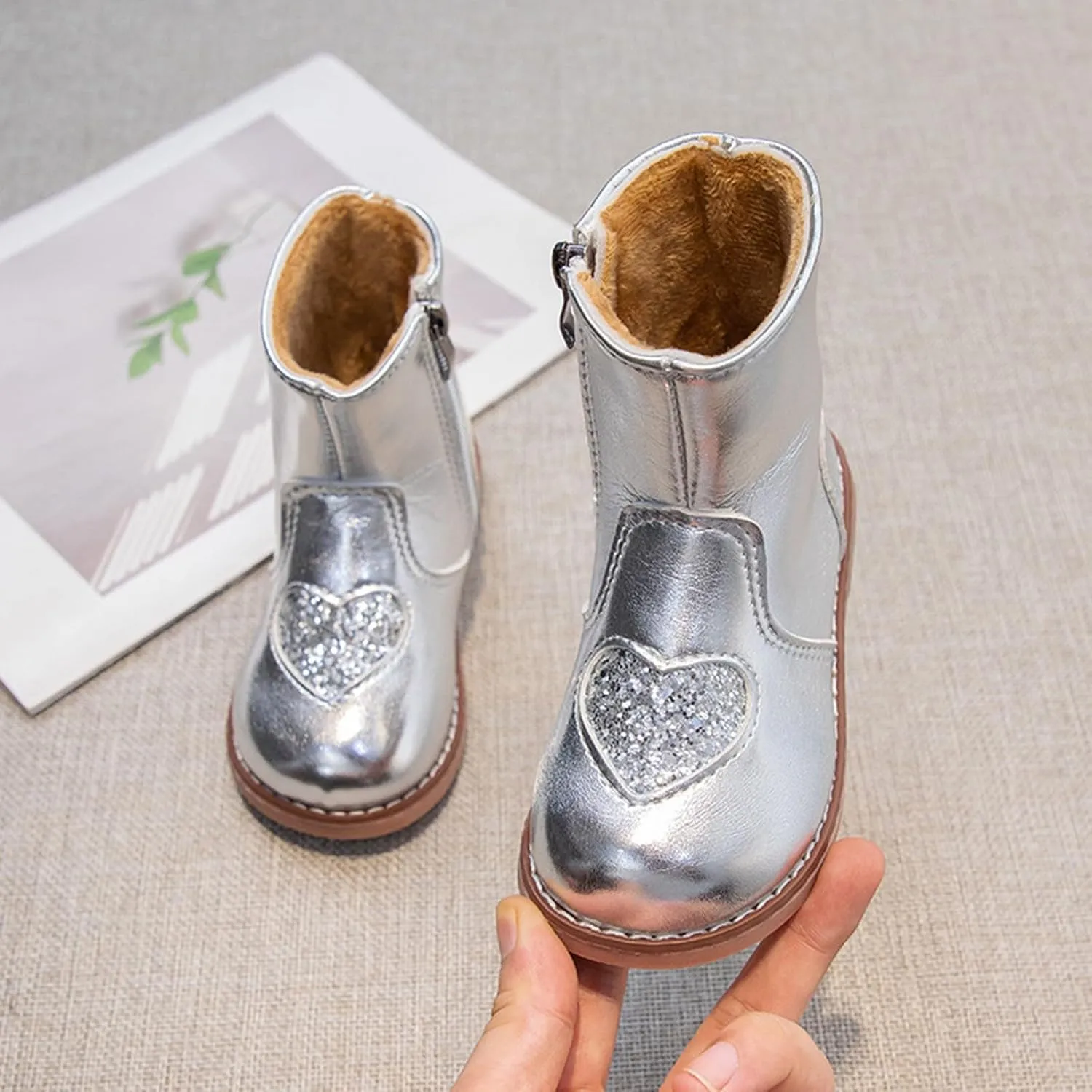 Girls Ankle Boots Girls Spring Autumn Winter Love Children's Ankle Boots Little Girls Side Zipper Outdoor Hiking Shoes