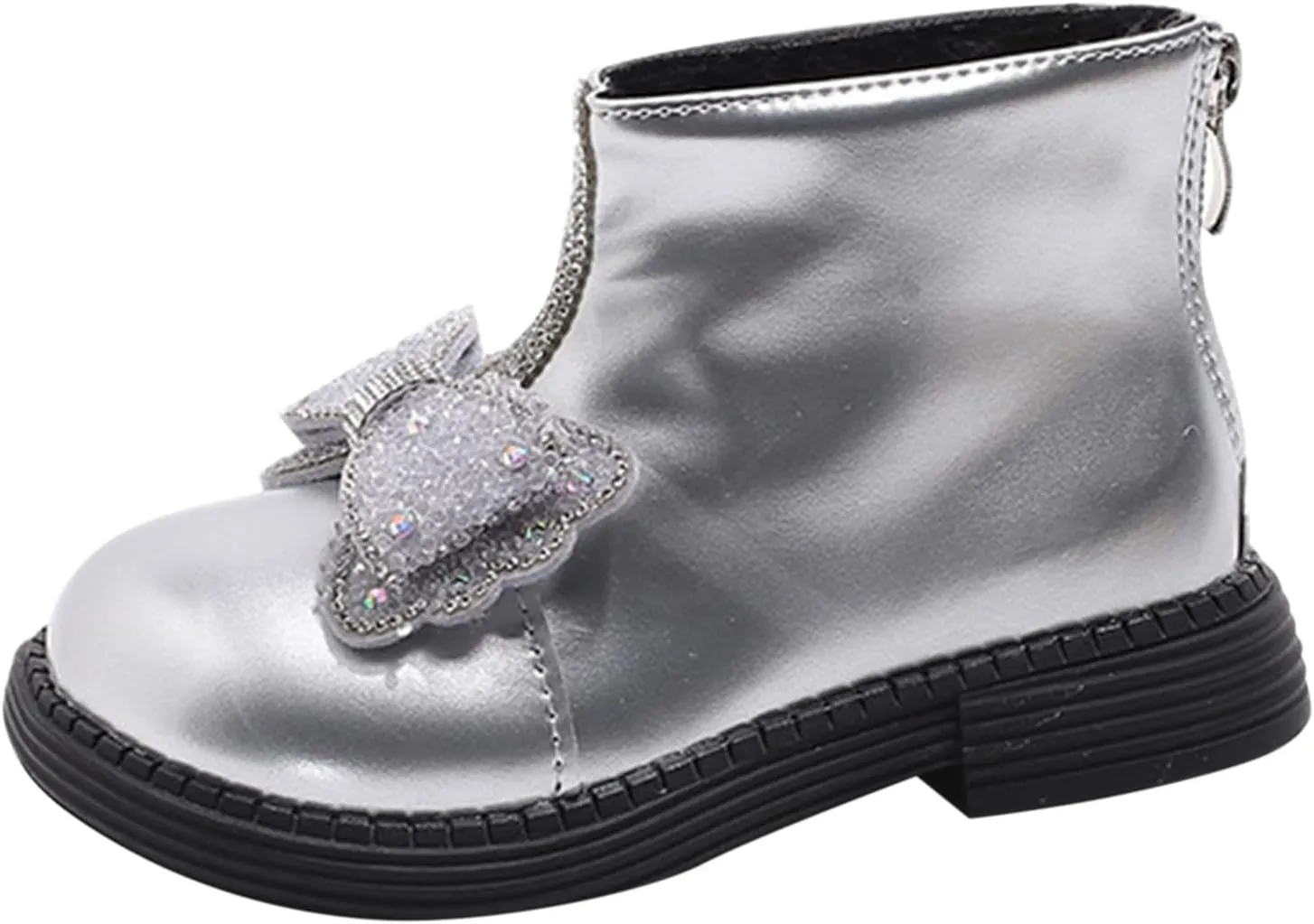 Girls Ankle Boots Girls Spring Autumn Winter Princess Versatile Bow Plus Velvet Warm Back Zipper Outdoor Hiking Shoes