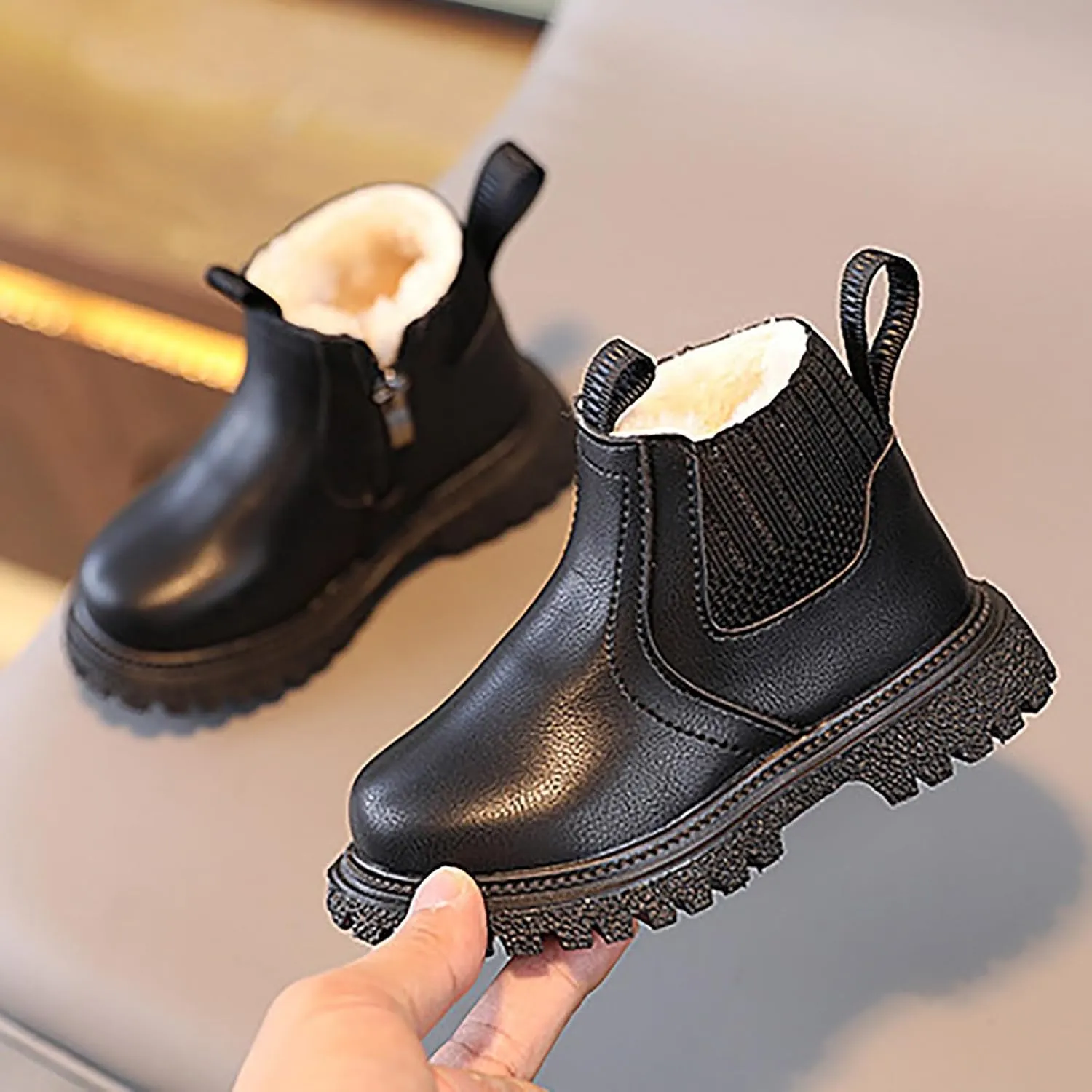 Girls Boots, Girl Fashion Comfort Leather Boots Slip On Sole Ankle Booties Ankle Boots Outdoor Hiking Short Boots