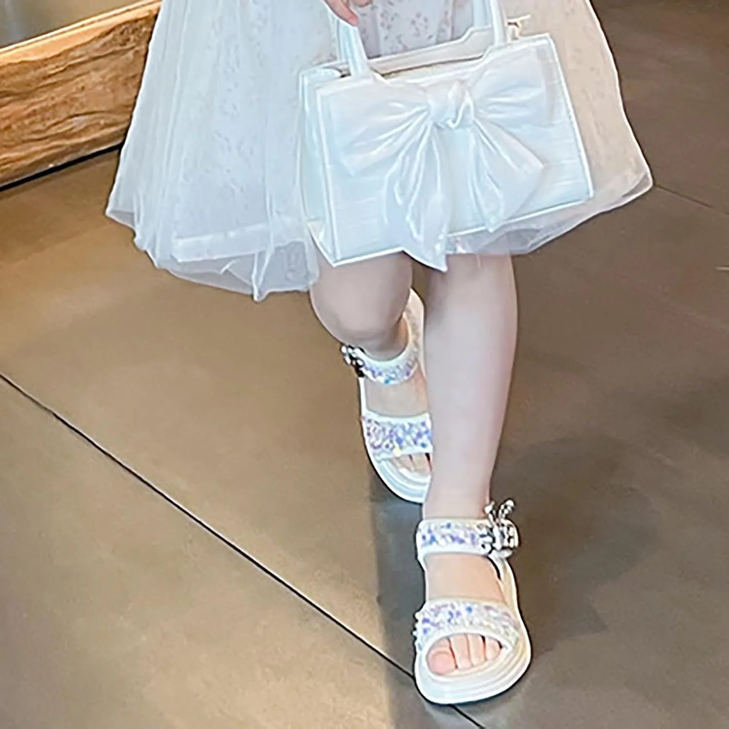 Girls Summer Soft Bottom Non Slip Sports Sequins Sandals Kids Beach Adjustable Color Platform Casual Shoes