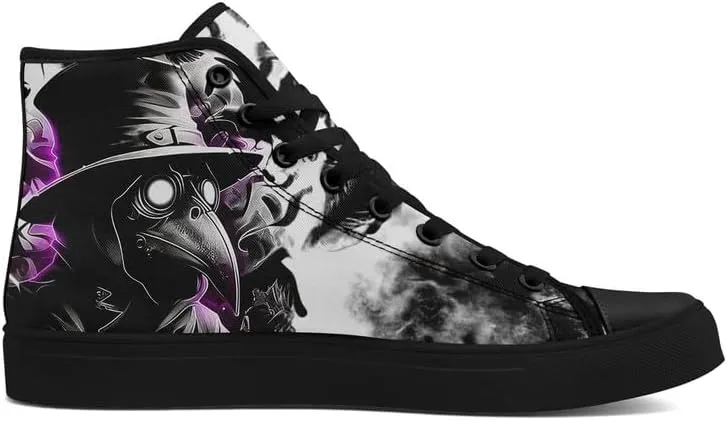 Halloween Horror High Top Canvas Shoes - Skull, Vampire, Werewolf, Witch Designs - Gothic Trainers for Men & Women - Comfortable, Perfect for Parties, Costumes, and Everyday Wear