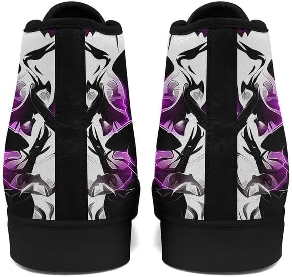 Halloween Horror High Top Canvas Shoes - Skull, Vampire, Werewolf, Witch Designs - Gothic Trainers for Men & Women - Comfortable, Perfect for Parties, Costumes, and Everyday Wear