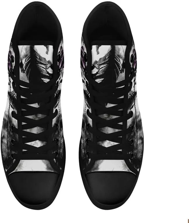 Halloween Horror High Top Canvas Shoes - Skull, Vampire, Werewolf, Witch Designs - Gothic Trainers for Men & Women - Comfortable, Perfect for Parties, Costumes, and Everyday Wear