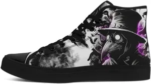 Halloween Horror High Top Canvas Shoes - Skull, Vampire, Werewolf, Witch Designs - Gothic Trainers for Men & Women - Comfortable, Perfect for Parties, Costumes, and Everyday Wear