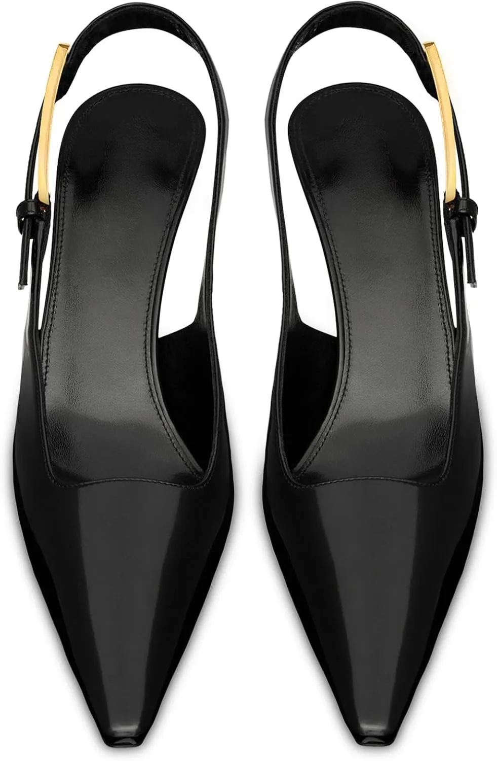 heelchic Slingback Heels for Women Kitten Heel Pointed Toe Heels Closed Toe Pumps Stiletto Dress Shoes Buckle