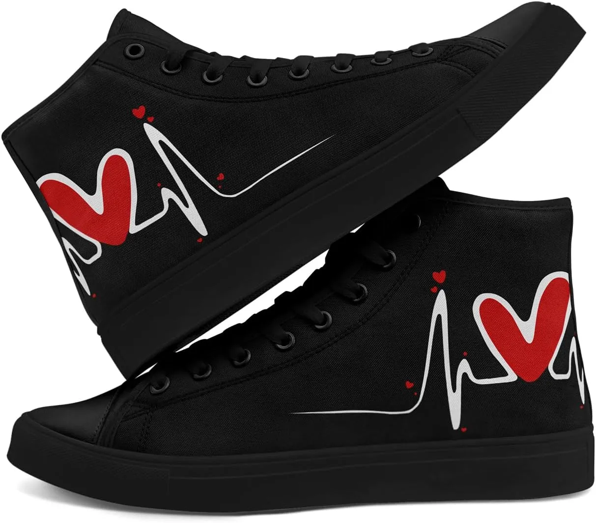 High Top Sneakers Canvas Shoes Lace up Casual Tennis Shoes Fashion Flat Walking Shoes