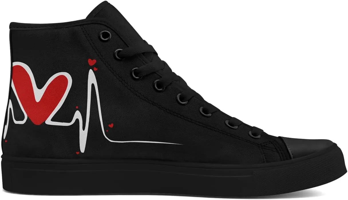 High Top Sneakers Canvas Shoes Lace up Casual Tennis Shoes Fashion Flat Walking Shoes