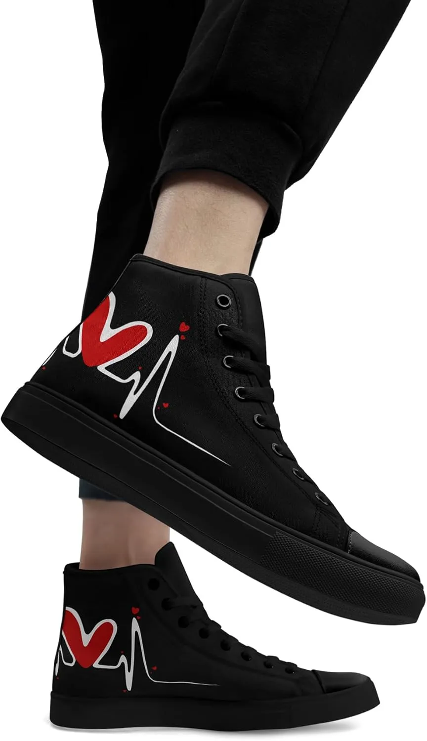 High Top Sneakers Canvas Shoes Lace up Casual Tennis Shoes Fashion Flat Walking Shoes