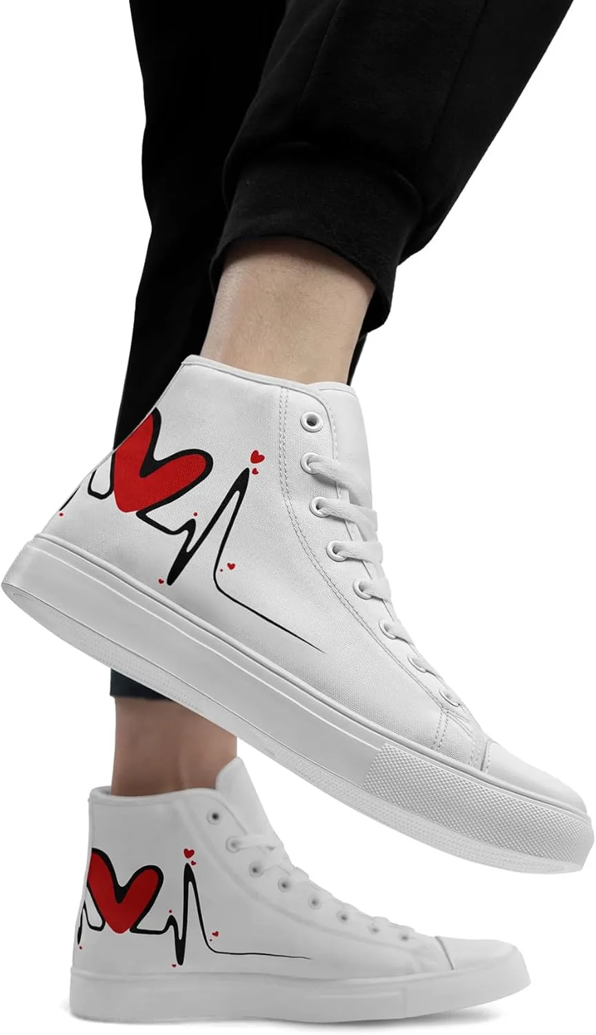 High Top Sneakers Canvas Shoes Lace up Casual Tennis Shoes Fashion Flat Walking Shoes
