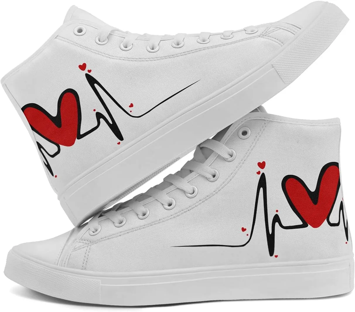 High Top Sneakers Canvas Shoes Lace up Casual Tennis Shoes Fashion Flat Walking Shoes