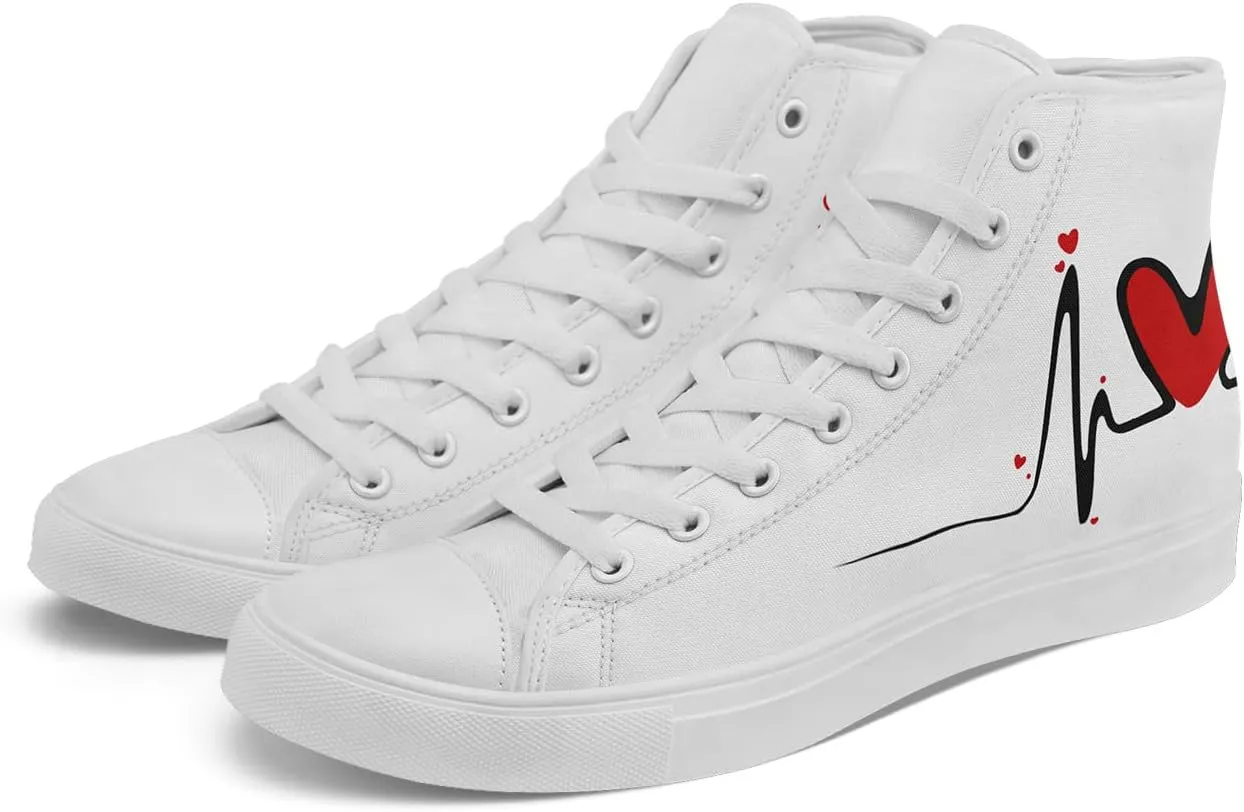 High Top Sneakers Canvas Shoes Lace up Casual Tennis Shoes Fashion Flat Walking Shoes