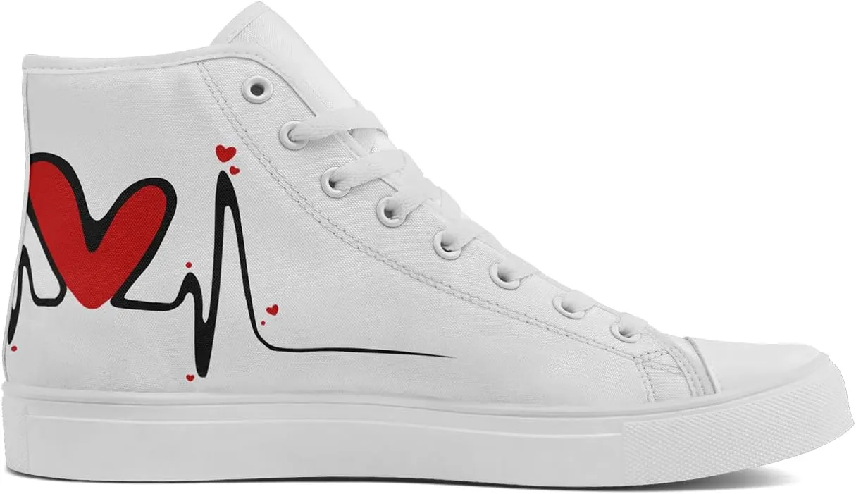 High Top Sneakers Canvas Shoes Lace up Casual Tennis Shoes Fashion Flat Walking Shoes