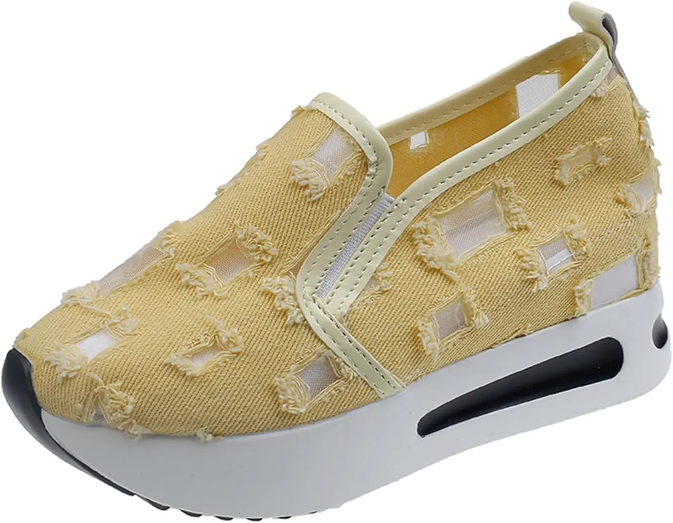 JITUUE Womens Breathable Platform Canvas Shoes Hollow Mesh Closed Toe Comfortable Walking Sports Shoes Summer Style Sandals
