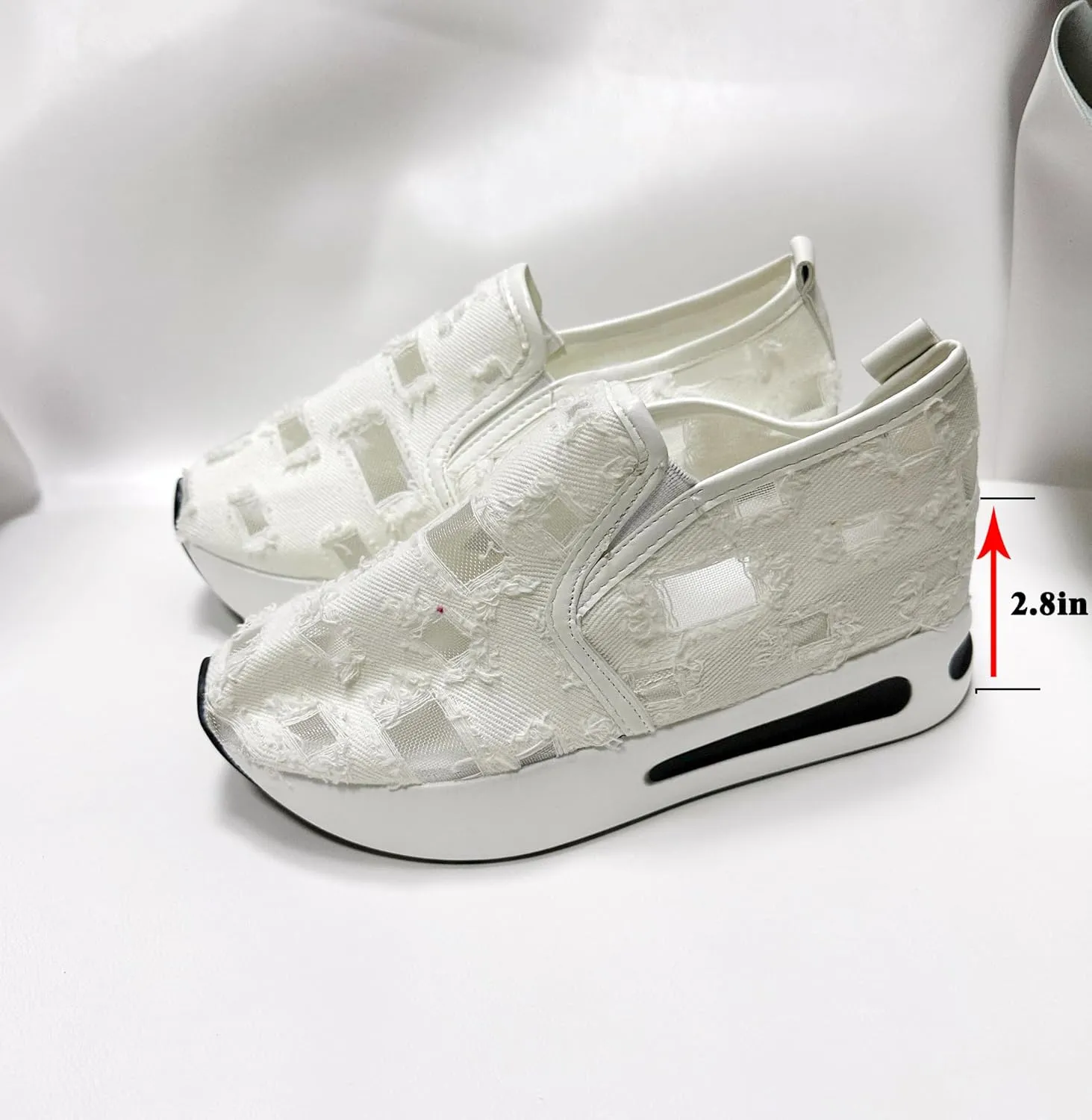 JITUUE Womens Breathable Platform Canvas Shoes Hollow Mesh Closed Toe Comfortable Walking Sports Shoes Summer Style Sandals