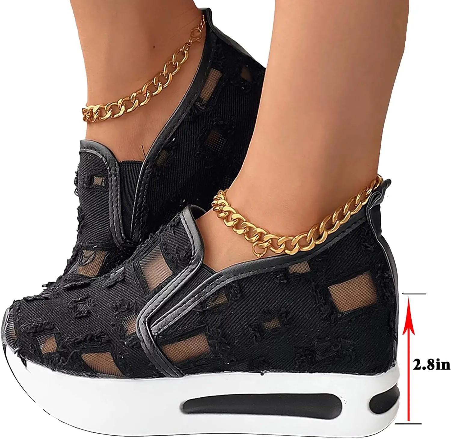JITUUE Womens Breathable Platform Canvas Shoes Hollow Mesh Closed Toe Comfortable Walking Sports Shoes Summer Style Sandals