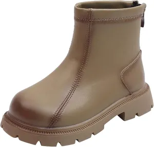 Kids Girls Classic Water Proof Work Ankle Boot Solid Color PU Leather Outdoor Hiking Shoes for Boots Toddler 9